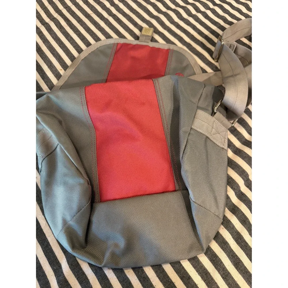 Timbuk2 Gray Red Nylon Messenger Bag Small Crossbody Adjustable Strap SF Logo